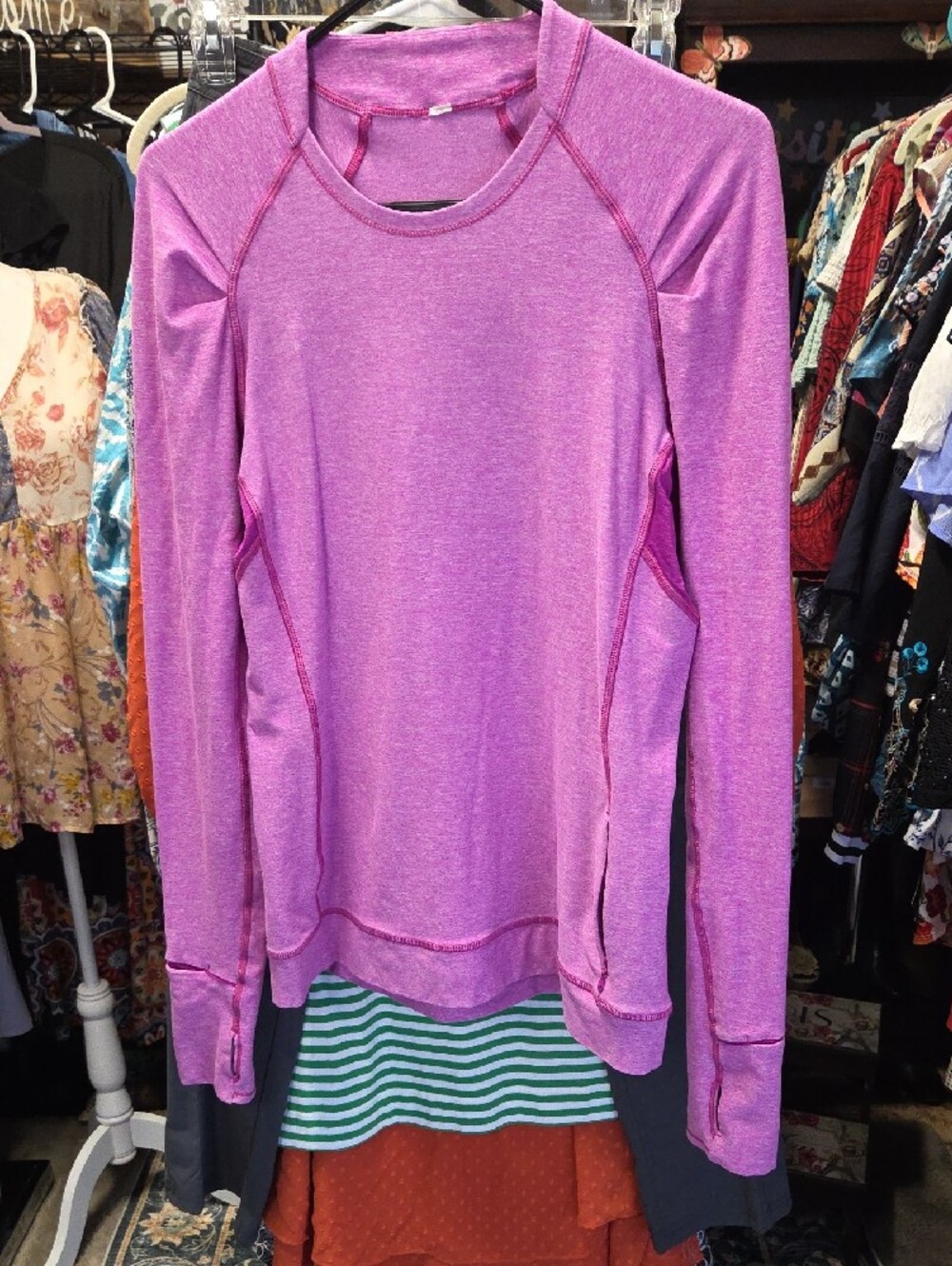 lululemon athletica Heathered Lilac/Pink Long-Sleeve Athletic Top
